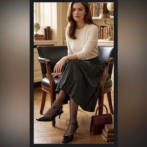 J.Crew Black Patent Leather Multi-Strap Slingback Kitten Heels - Women's Size 7